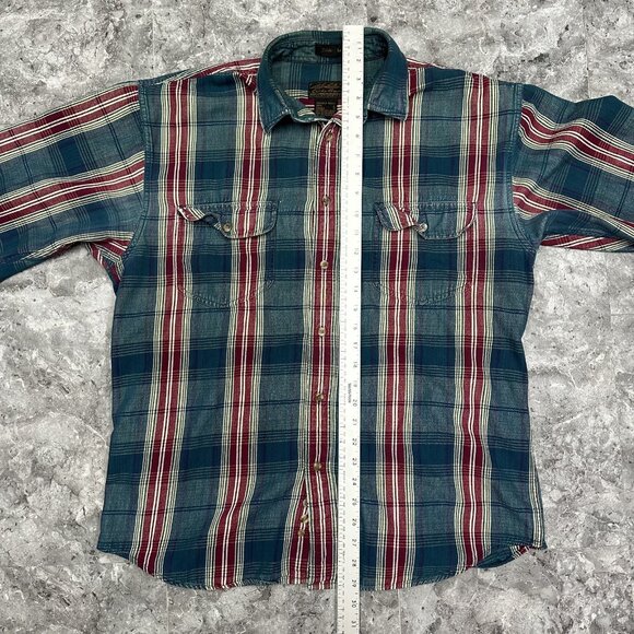 Vintage Eddie Bauer Elkhorn Twill Shirt Mens Large Red Green Plaid - Picture 5 of 5